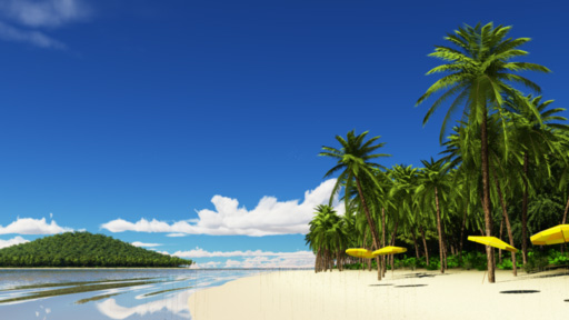 Beach Umbrellas in a tropical setting.